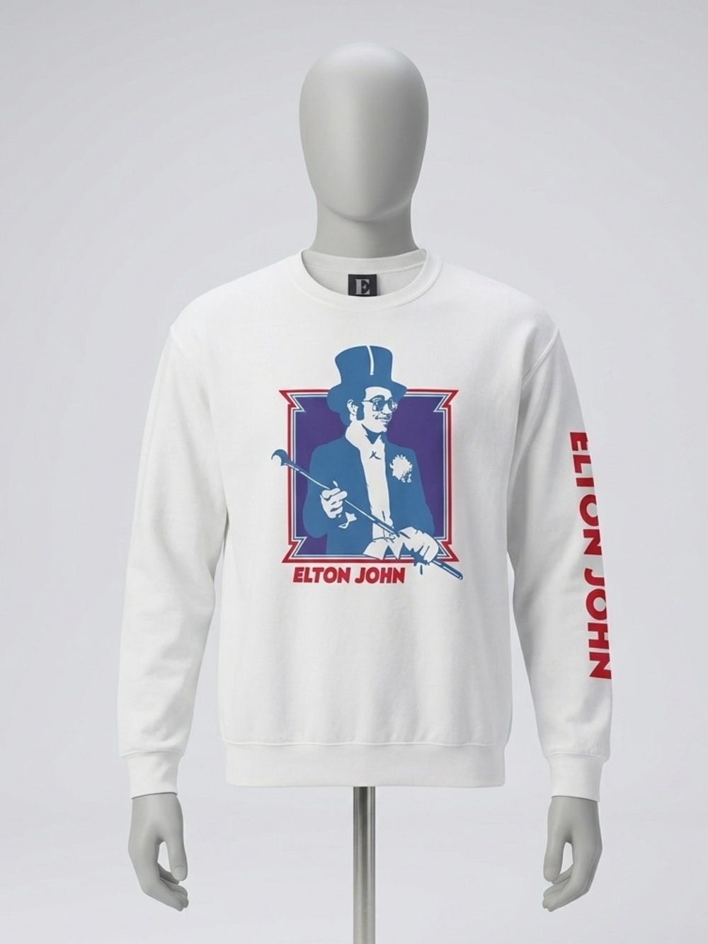 Elton John White Graphic Crewneck Sweater